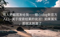 有人把截图发给我——糖心vlog新官方入口 - 关于搜索结果的说法！如果属实，那就太刺激了