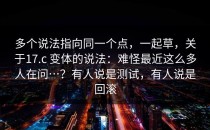 多个说法指向同一个点，一起草，关于17.c 变体的说法：难怪最近这么多人在问…？有人说是测试，有人说是回滚