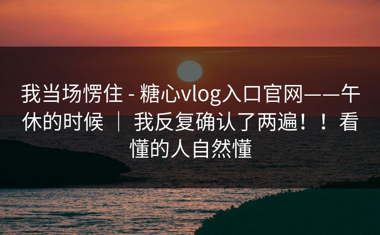 我当场愣住 - 糖心vlog入口官网——午休的时候 ｜ 我反复确认了两遍！！看懂的人自然懂